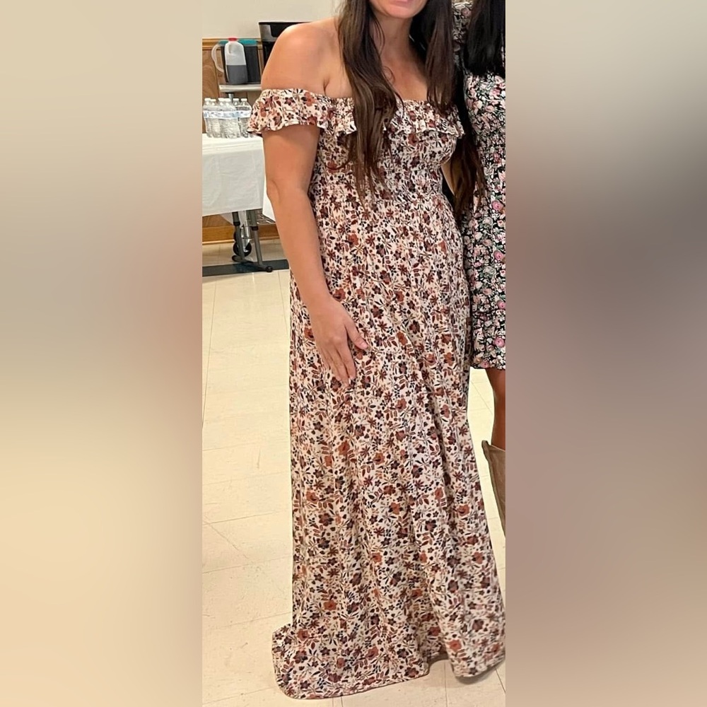 Off Shoulder Floral Maxi Dress